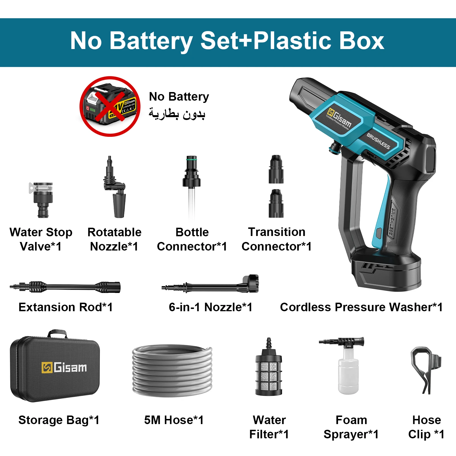 Gisam 220Bar Borstelloze Elektrische Hogedrukreiniger Pistool 3 Versnellingen Krachtige Auto Waspistool Water Spuitpistool voor Makita 18V Accu