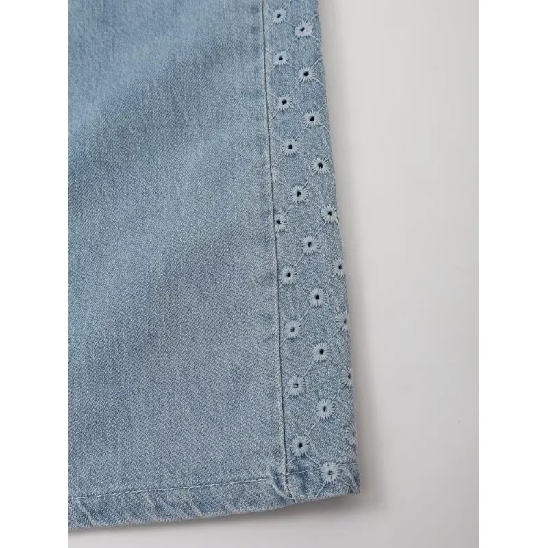 TRAF ZR luźne spodnie dla kobiet Denim spodnie damskie Newjeans moda damska szerokie spodnie minimalistyczne dżinsy Vintage Harajuku