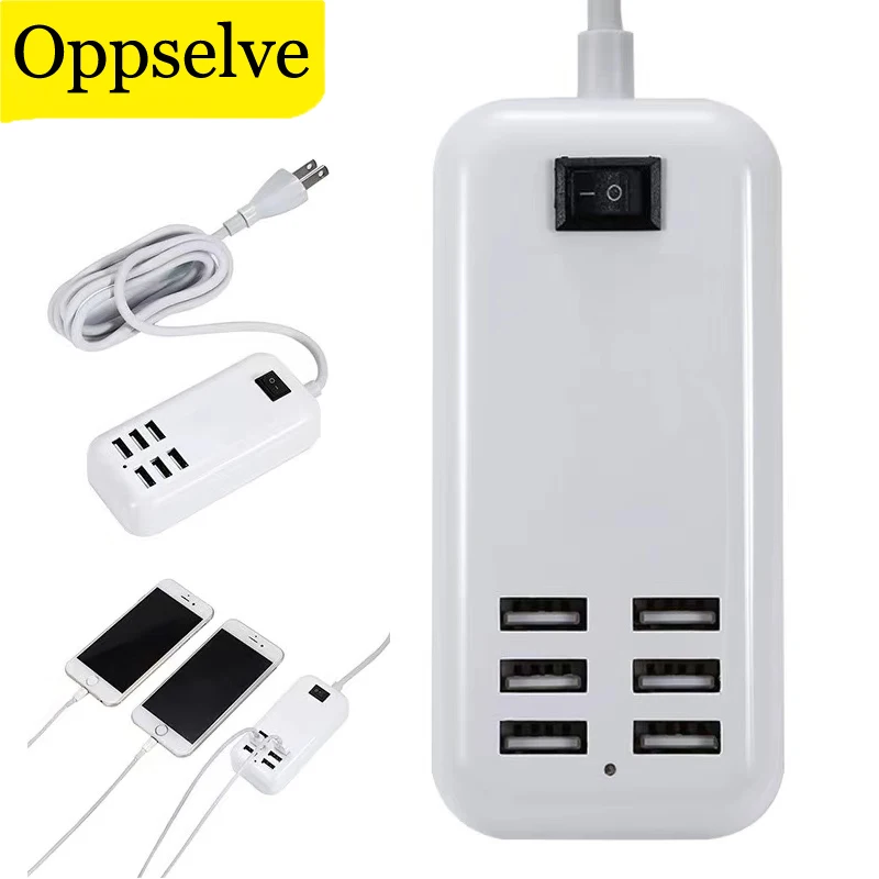 Szybka ładowarka 30/20W 6 portów USB z gniazdkiem sieciowym USB zasilacz do telefonu EU US HUB Plug Dock dla iPhone Samsung