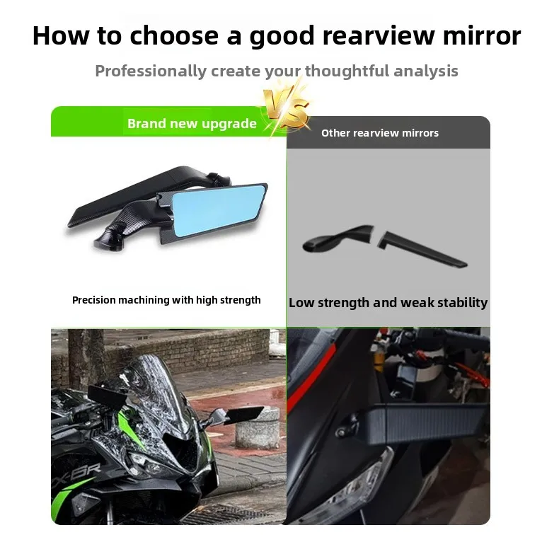 Adatto per accessori moto Kawasaki ZX-25R/Z400, modifica universale, specchietto retrovisore spoiler regolabile