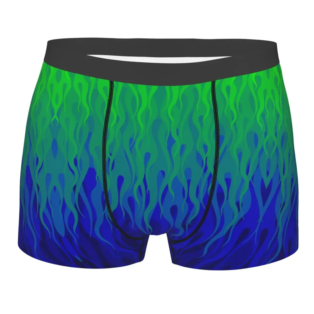 

Custom Green And Blue Fire Racing Flames Pattern Boxer Shorts For Men 3D Printed Underwear Panties Briefs Stretch Underpants