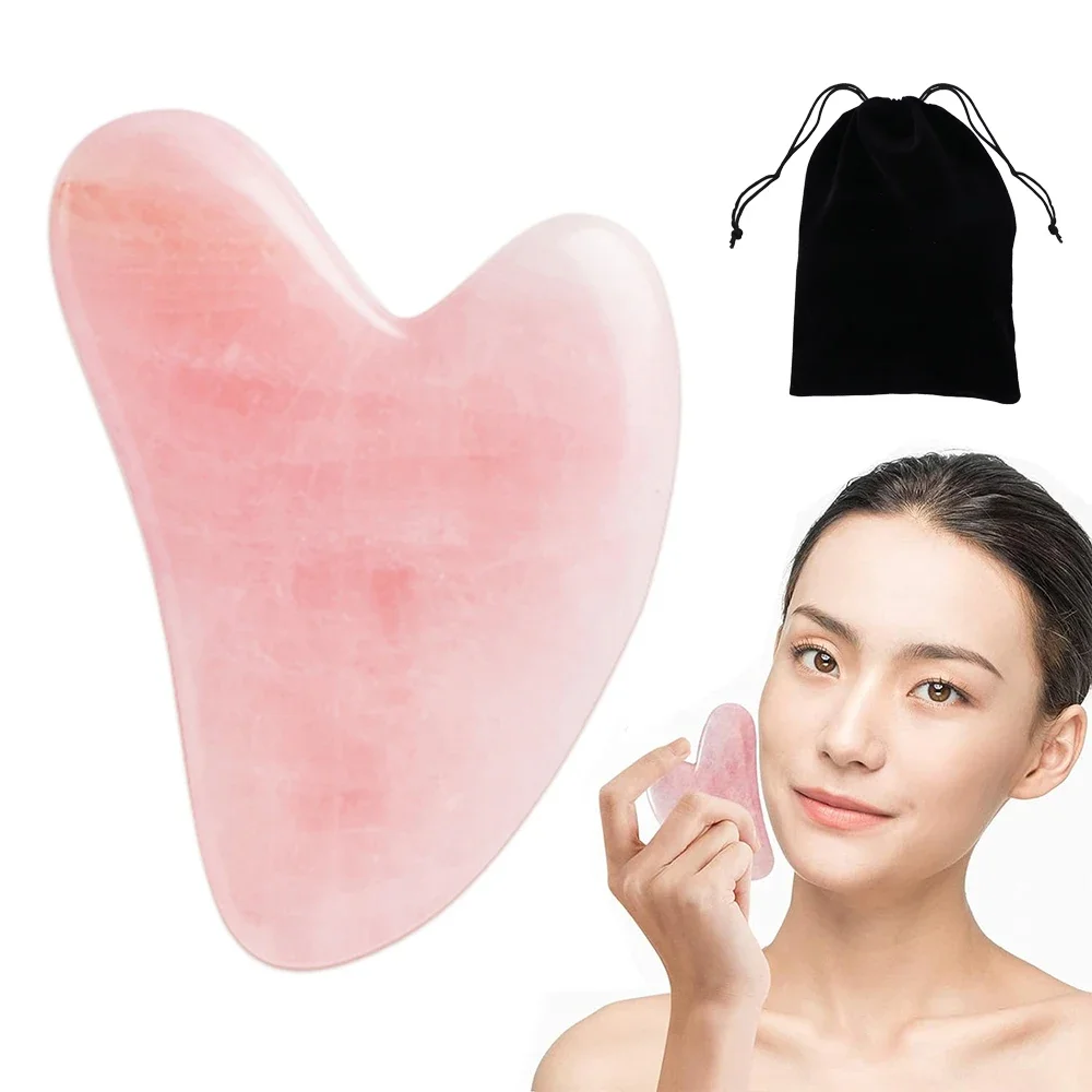 Natural Jade Gua Sha Scraper Facial Massager Tool Rose Quartz Guasha Massage Board Face Lift Slim Gouache Scraper Scraping Plate