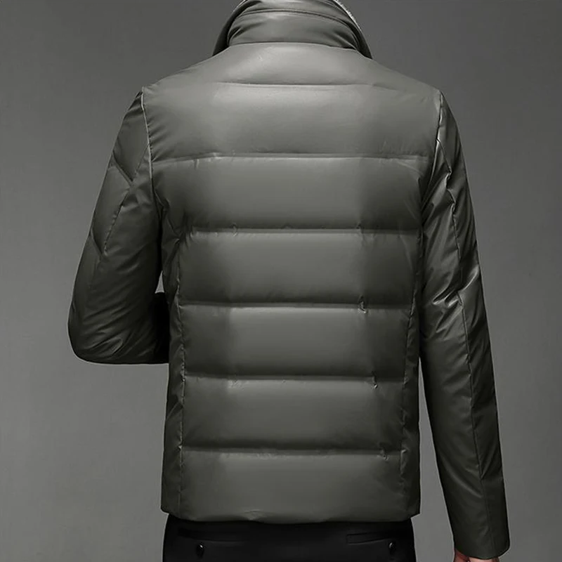 Chaquetas de plumón de ganso para hombre, Abrigo acolchado informal, cálido, con Cuello de piel, impermeable, Parkas gruesas, ropa de invierno, 2023