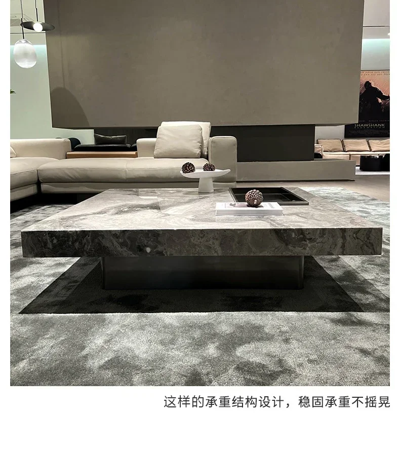 Tea Table Living Room Simple Modern Small Apartment Square Stone Plate Coffee Table Combination