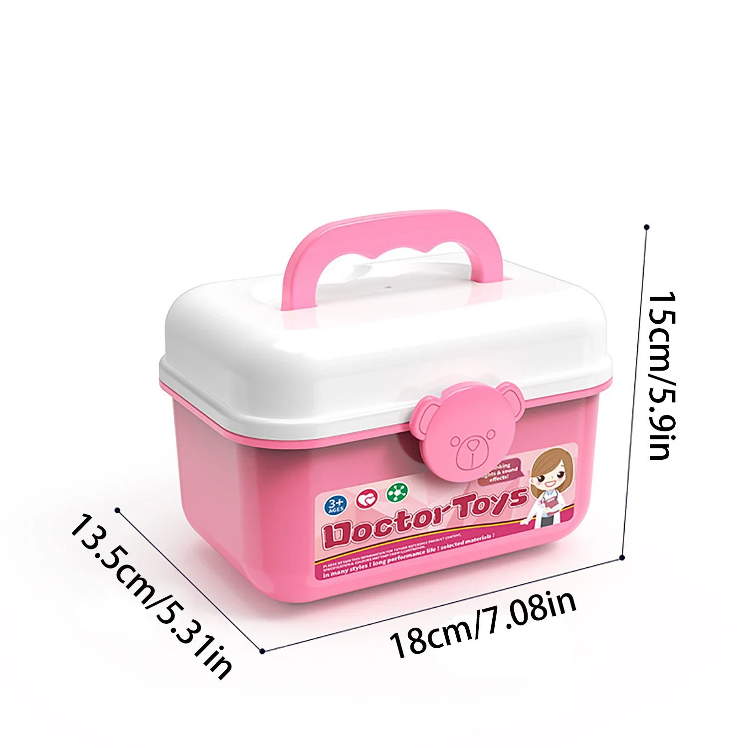 Medisch spel dat injecties verzamelt, stethoscoop enz. Speelgoed voor medisch gereedschap Kinderdokztset gereedschapskist