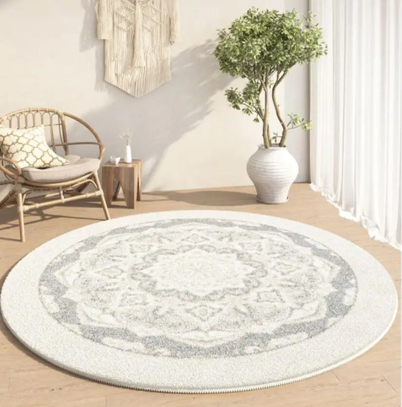 

Round Carpets for Living Room Thick Fleece Vintage Floral Large Area Rug Home Decor Luxury Bohemian Mat Floral Soft Bedroom Rugs