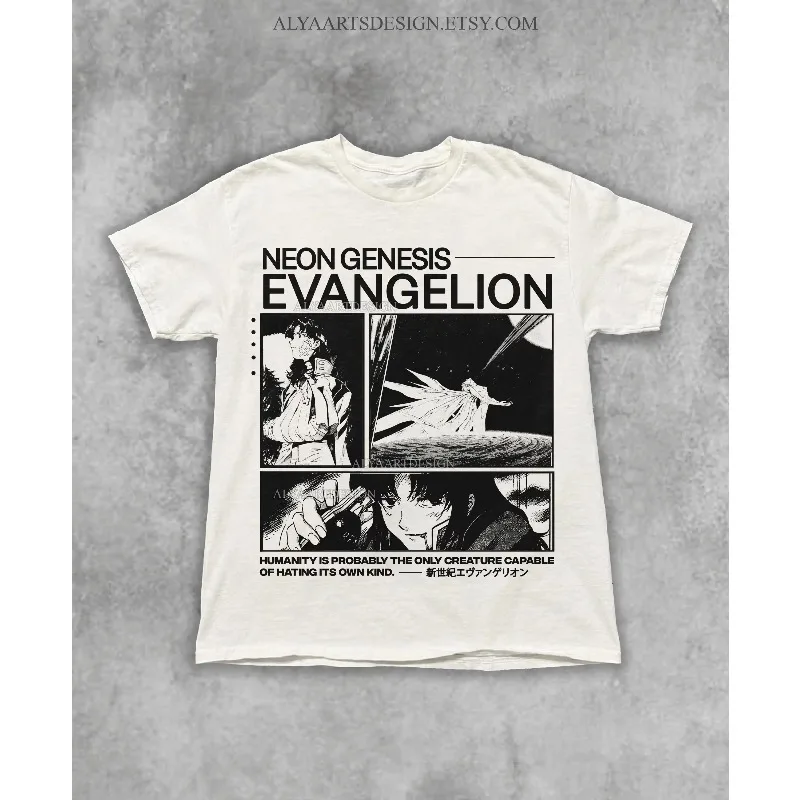 Neues Century Evangelion Retro T-Shirt Sommer Y2K Herren Übergroßes Lässiges Unisex-T-Shirt
