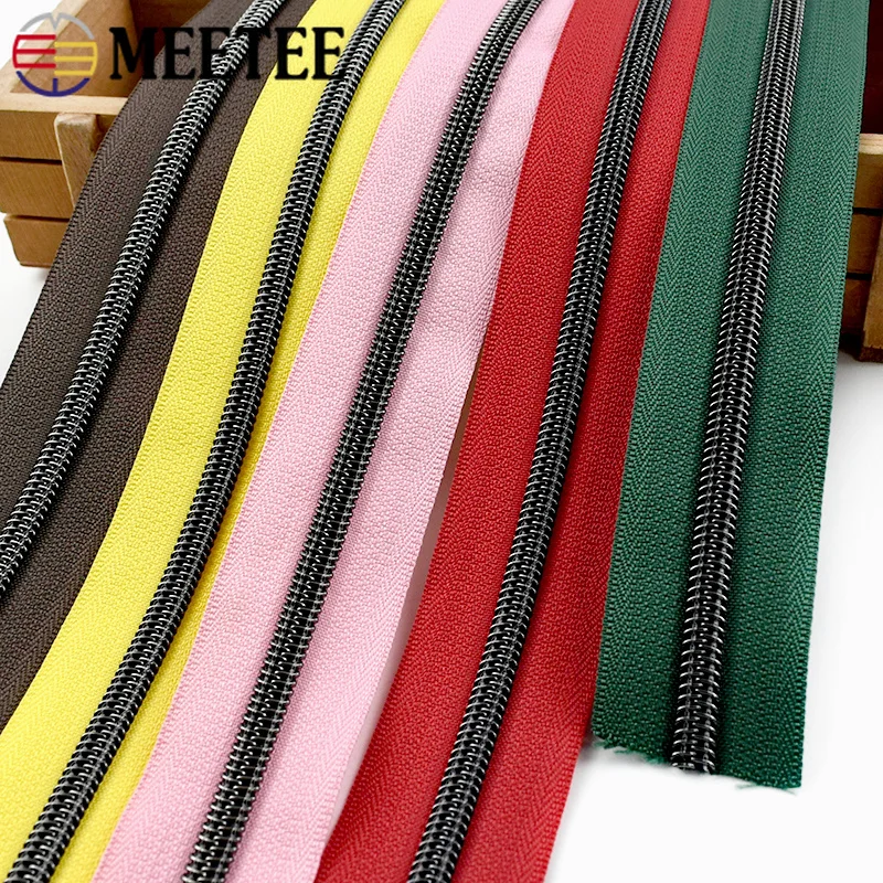 10/20Meters 5# Nylon Zipper Roll GunBlack Tooth Coil Zip Tailors for Bag Garment Sewing Easy Zippers Repair Kit DIY Accessories