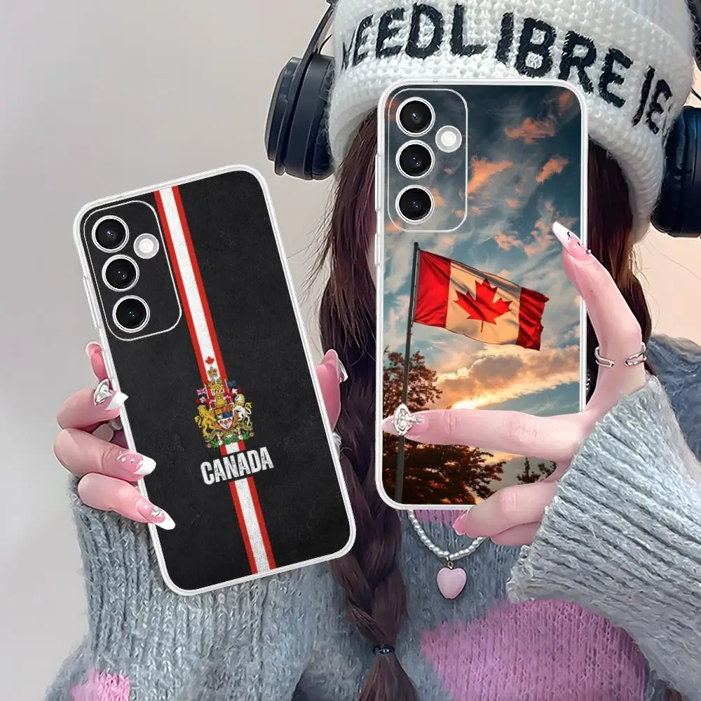 Canada Flag Phone Case for Samsung Galaxy S25 S24 S23 S22 S21Plus FE Ultra Soft TPU Clear Shockproof Cover