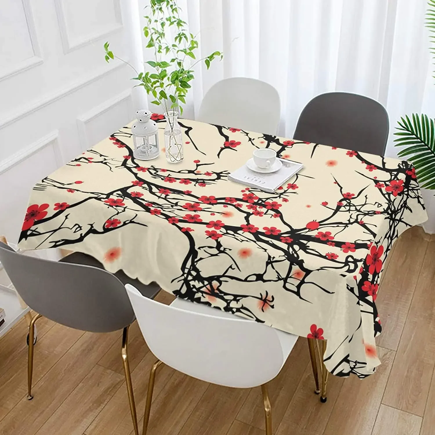 Japanese Cherry Blossom Sakura Vintage Rectangle Table Cover