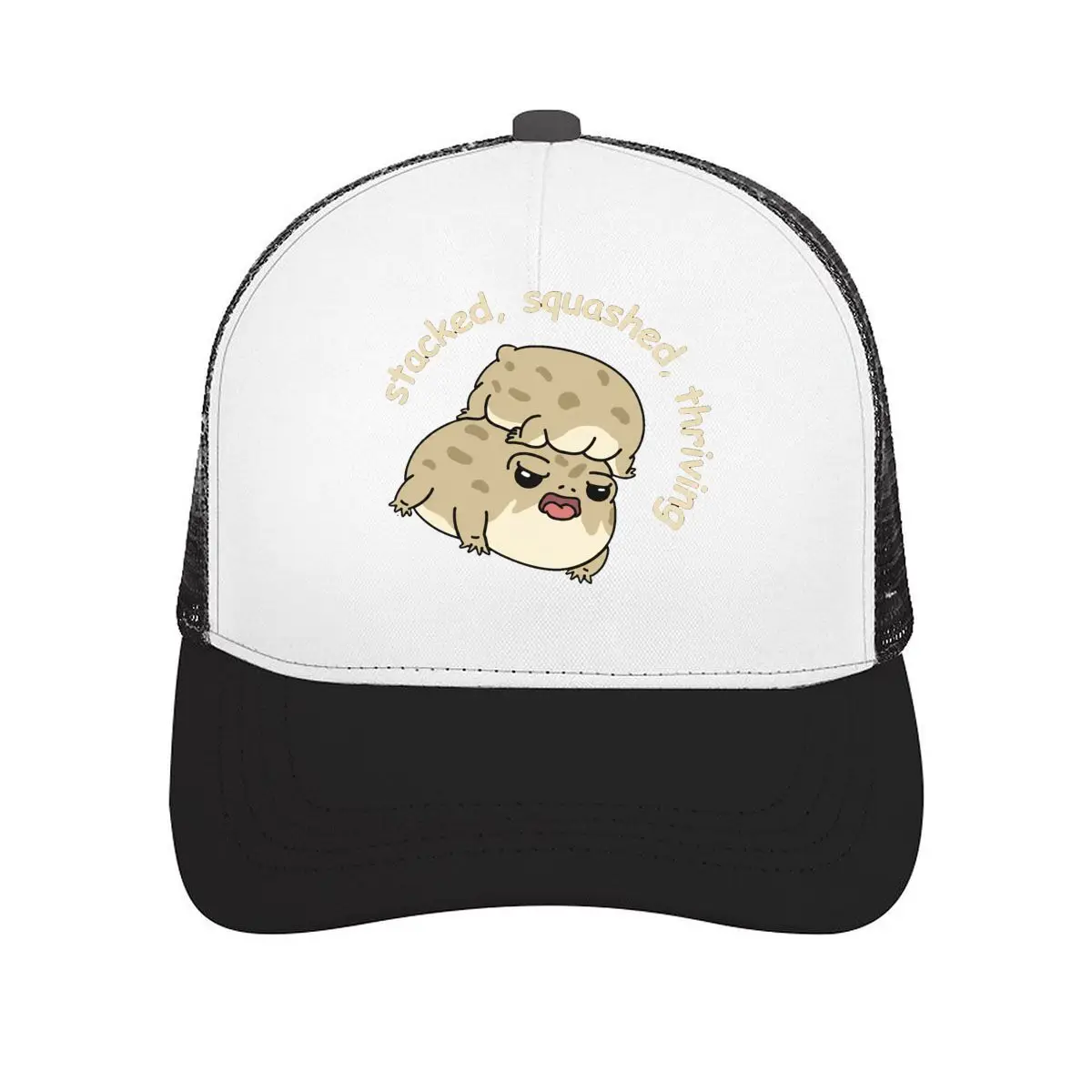 Stacked Squashed Thriving Rain Frog Mesh Baseball Cap Casual Hat For Womens Unisex Female