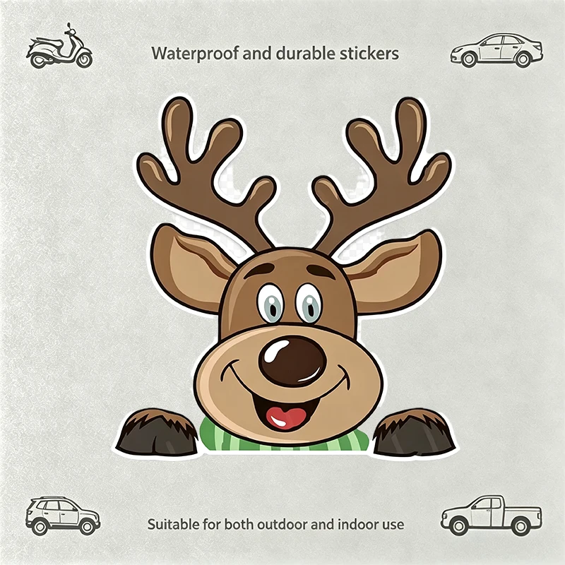 Car StickersWaterproof Durable Sticker Cute Cartoon Reindeer Decal for Car Indoor Outdoor DecorAuto Decor