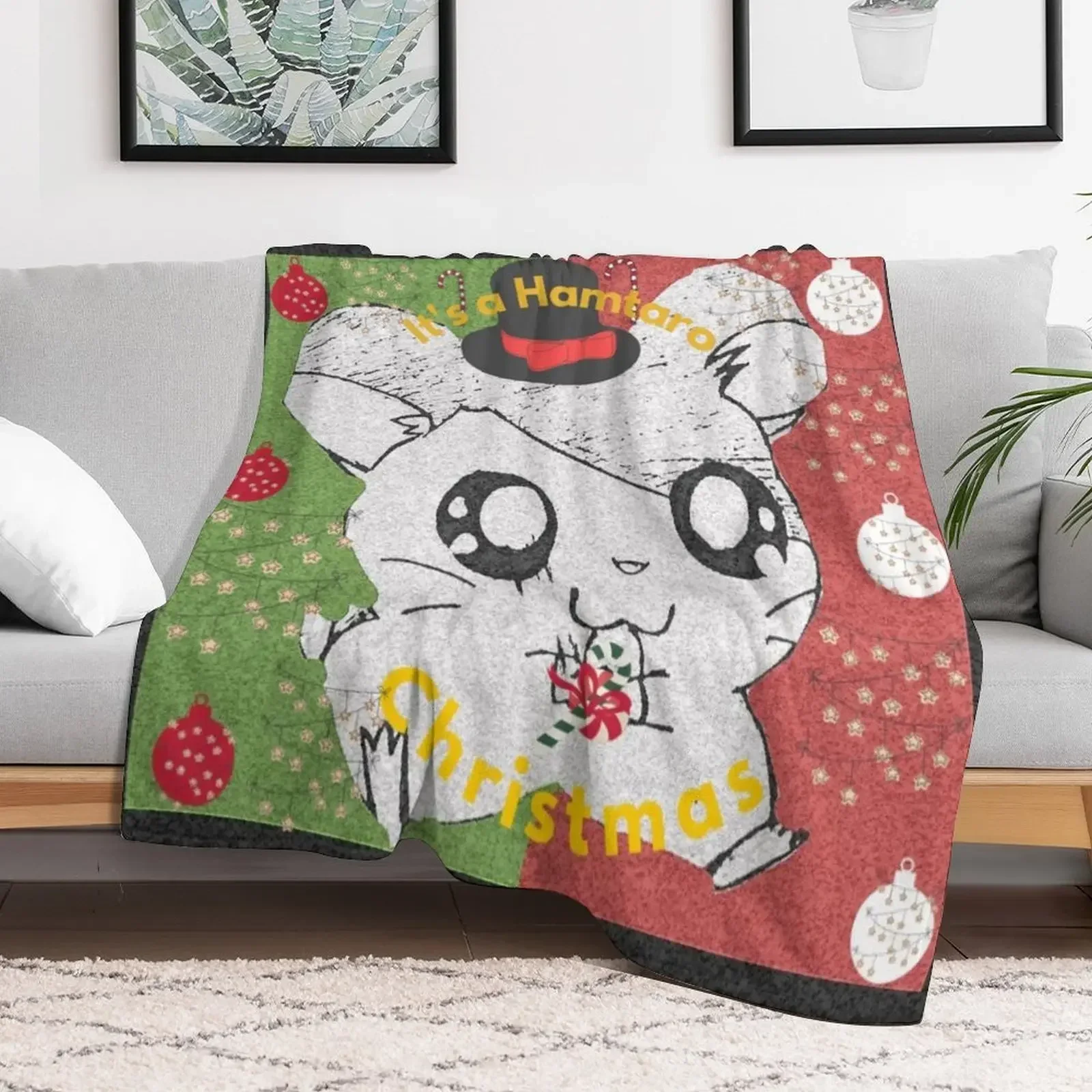 

Its a Hamtaro Christmas Throw Blanket Decorative Sofas cosplay anime Blankets