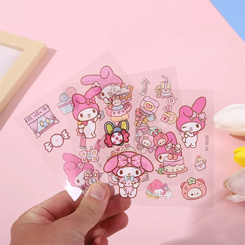 Sanrio-pegatinas de melodía Kawaii para álbum de recortes, pegatinas decorativas para diario DIY, etiqueta de palo, 40 paquetes por lote