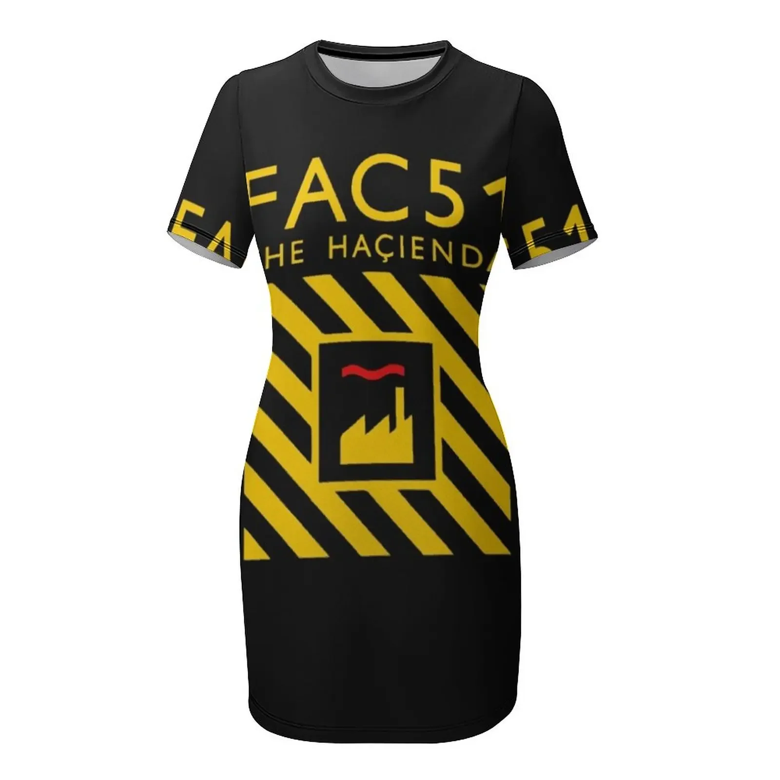 أفضل بائع - FAC51 The Hacienda Merchandise Essential تي شيرت فستان بأكمام قصيرة ملابس نسائية فستان كوري أنيق