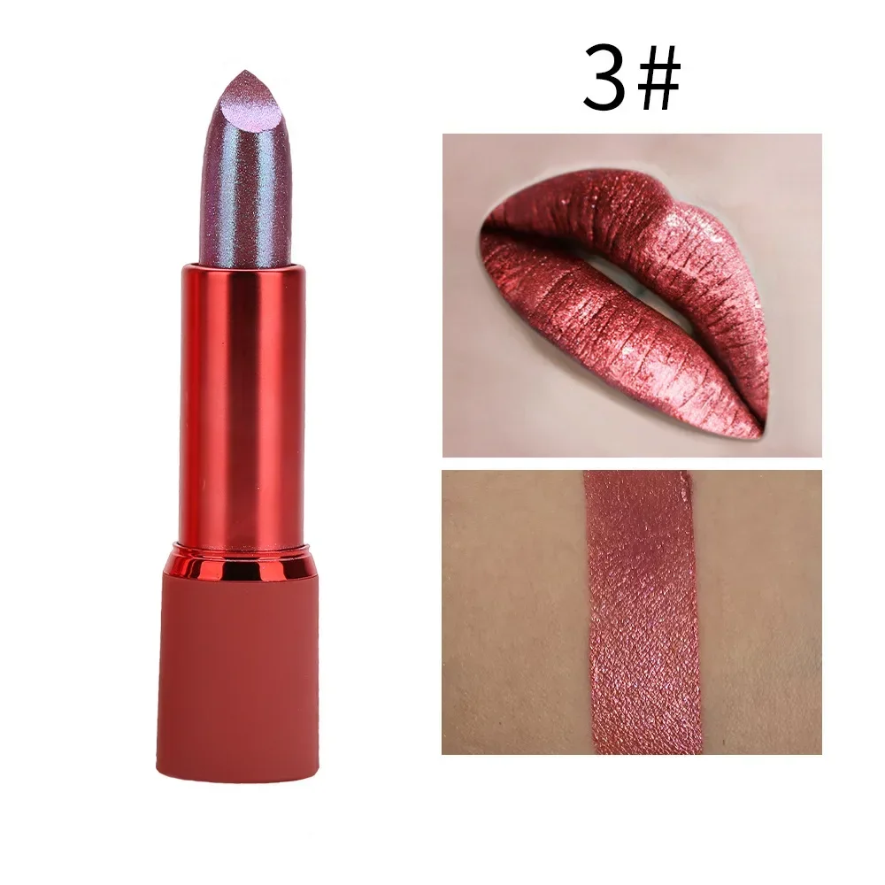 Maquiagem Metallic Lipsticks 4 Color Moisturizing Fine Glitter Lipstick Waterproof Long Lasting Makeup Lips Cosmetic