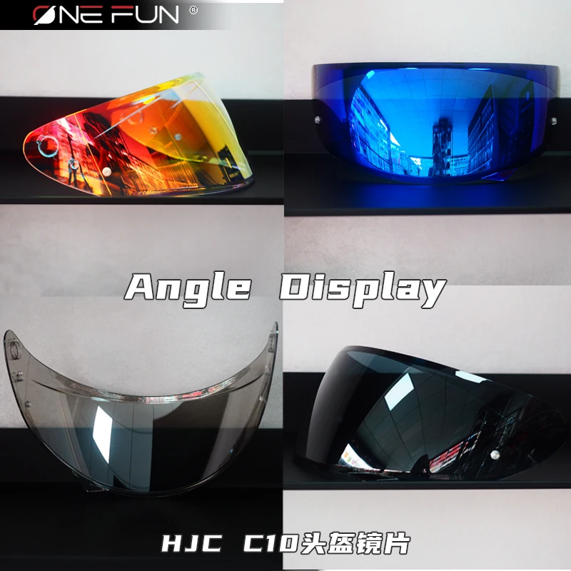 C10 Helm Vizier Voor HJC C10 HJ-34P Volledige gezicht Meekleurende Helm Anti-Fog Pinlock Lens Masker Zwart Regenboog sliver Shield