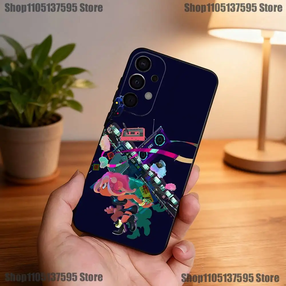 Funda de teléfono Game Splatoon para Samsung S25,S24,S21,S22,S23,S30,Ultra,S20,Plus,Fe,Lite,5G, funda negra