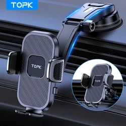 TOPK Phone Holder for Cars 2-IN-1, Car Phone Holder Mount for Dashboard & Air Vent Compatible with iPhone Samsung Android