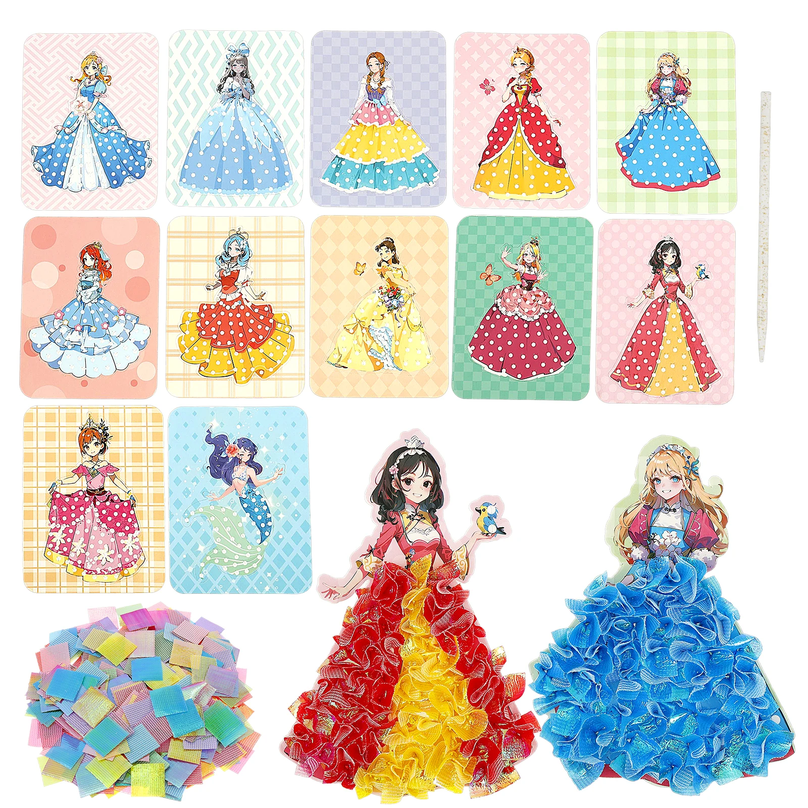 

Puzzle Puncture Painting Card Boards Creative Princess Poking Craft Kit DIY Fashion Princess Dress Up Puncture Toy for Kids Girl