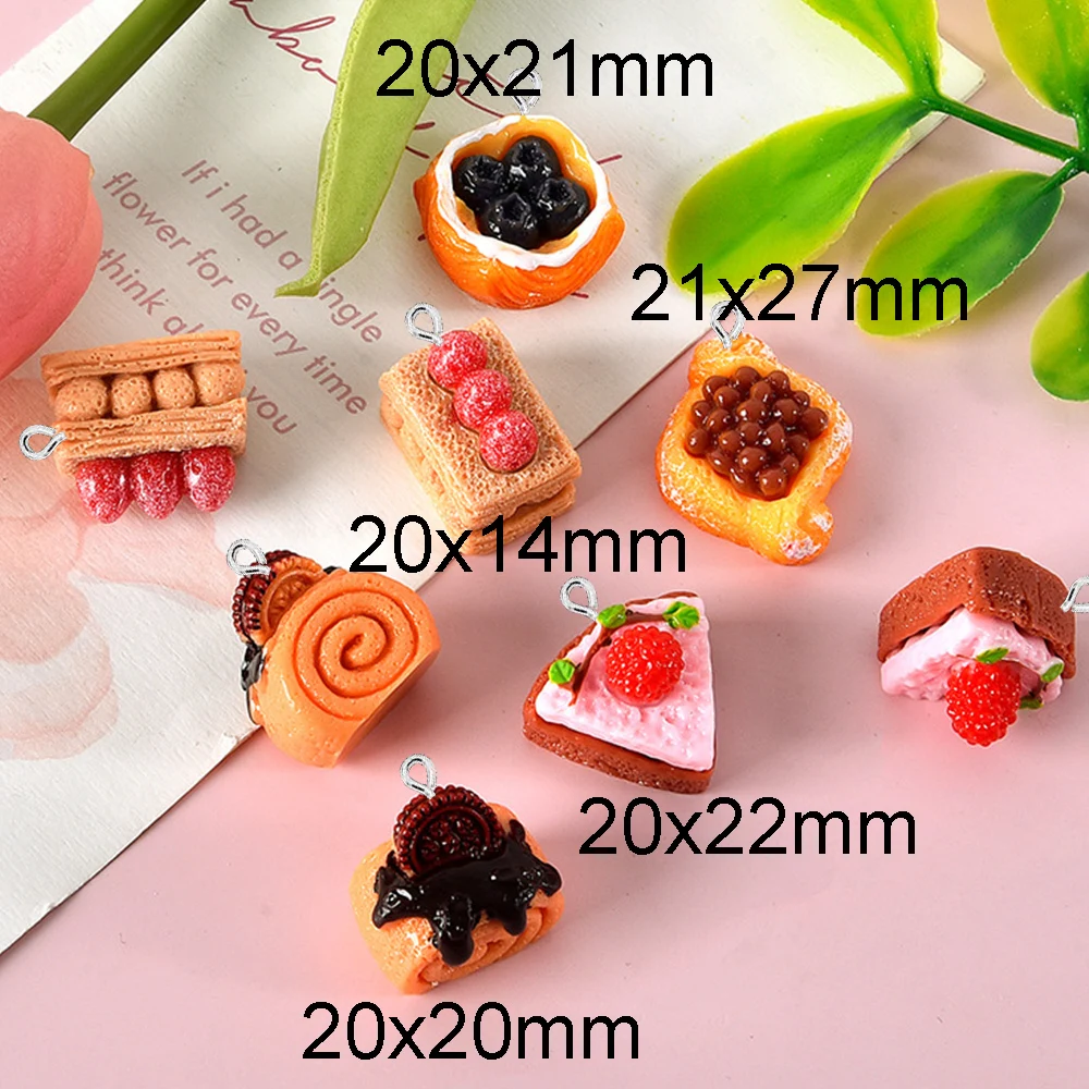 10PCS Shiny Strawberry Cake Series Flat Back Charms For Earrings Bracelet Hairpin DIY Jewelry Pendants Decoration Accessories