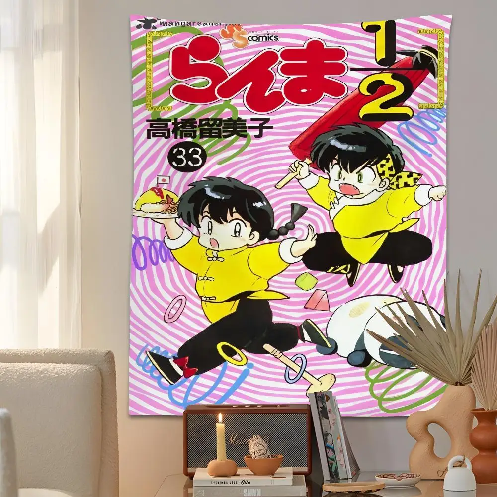 Anime R-Ranma 12 Tapestry Microfiber Background Art Decor For Bedroom Living Room Bar Garden Outdoor Festival Wall Decor