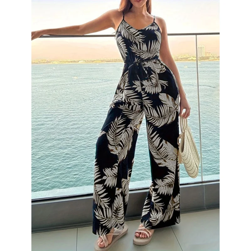 

Vacation Style Jumpsuit Summer New Cross-Border Women's Fashion European and American Printed Strapless Jumpsuit