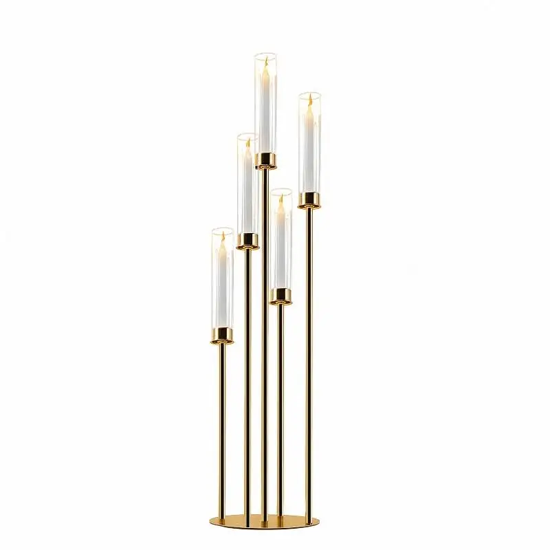 New Arrival Gold Centerpiece 5 Head Candelabra Tall Candle Holder for Table Decoration Wedding Event Party Aisle Stage