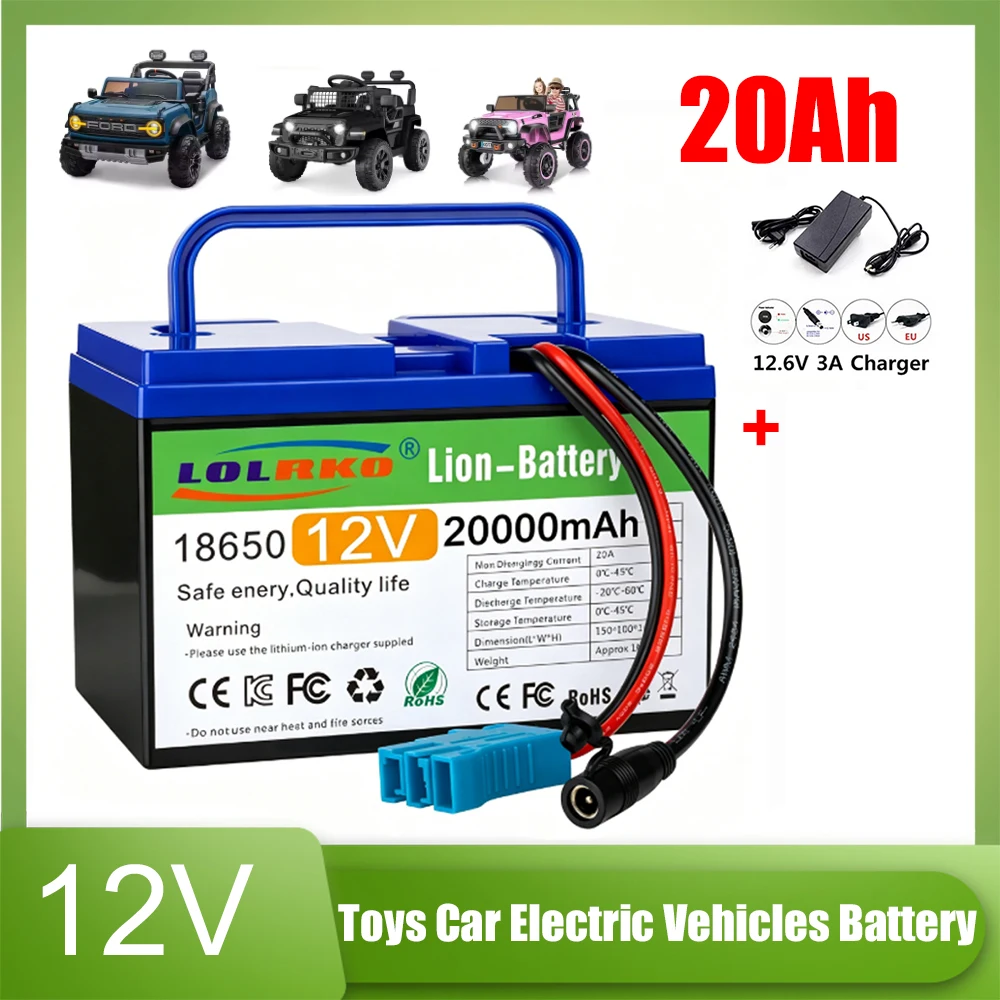 12V 20Ah Lithium Replacement Battery Compatible with Peg-Perego,  Charger Included for John Deere Gator 12V Ride On Toys