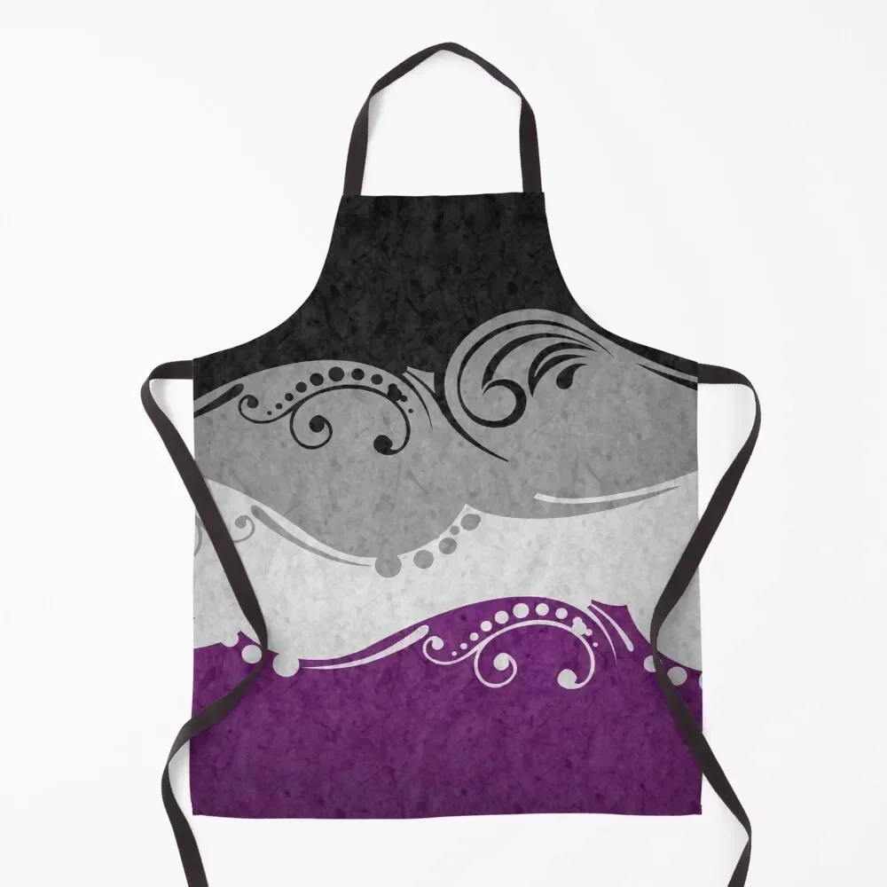 

Fancy Swooped and Swirled Asexual Pride Flag Background Apron chef for man Kitchen Women Apron