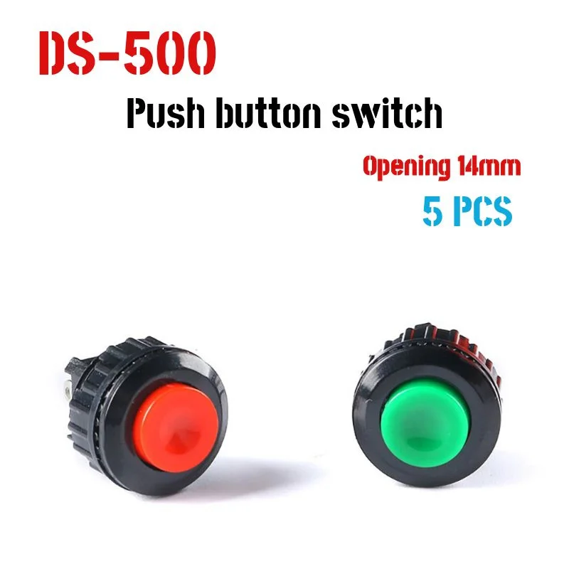 5pcs DS-500 DS-501 14mm On/Off Push Button Switch Mini Lockless Momentary NO/NC ON OFF Push Button Micro Normally Open Switch