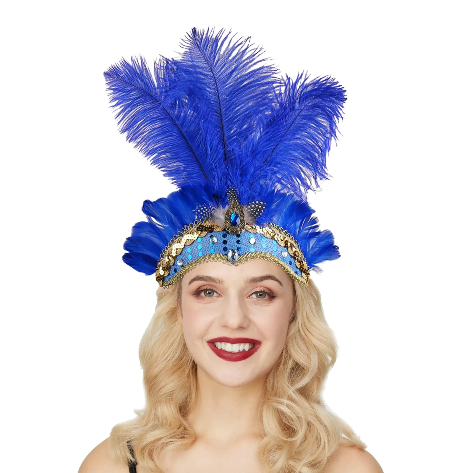 Carnival Feather Headpiece Christmas Showgirl Headband Headpiece Hawaii Halloween Hair Bands Feather Headdress Hair Accessories