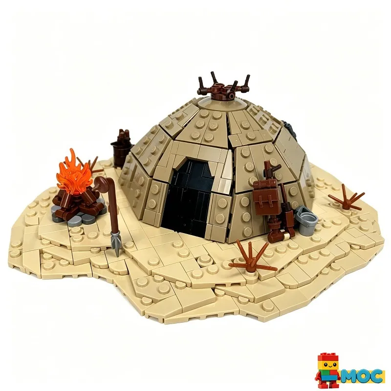 886PCS Desert Tribal Hut Scene MOC Architecture Model DIY Building Blocks Educational Collection Birthday Festival Popular Gift