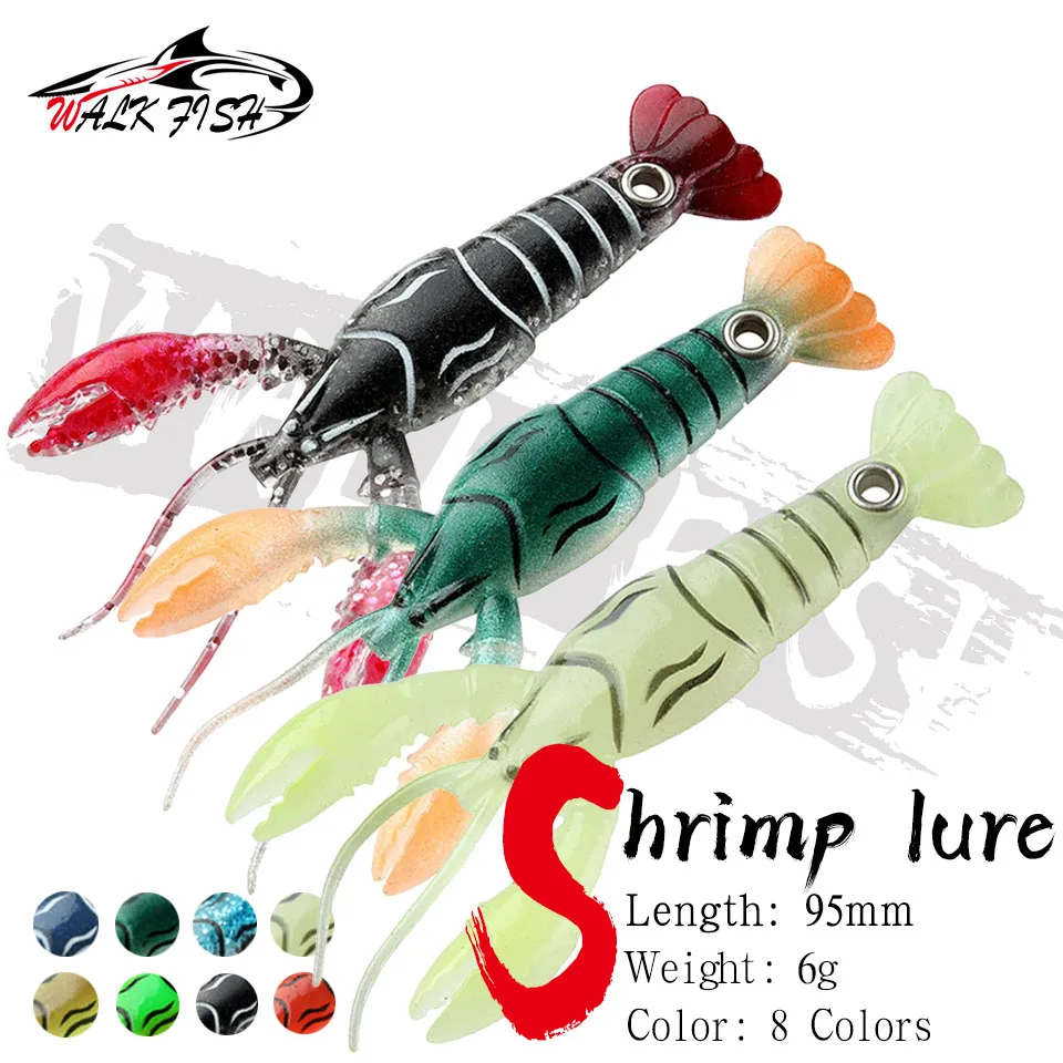 

WALK FISH 3 шт./лот CRAZY 95 мм 6 г, мягкая пластиковая приманка-лобстер, приманки для рыбной ловли, привлекательный воблер-креветка, приманки для окуня, Мягкая силиконовая приманка