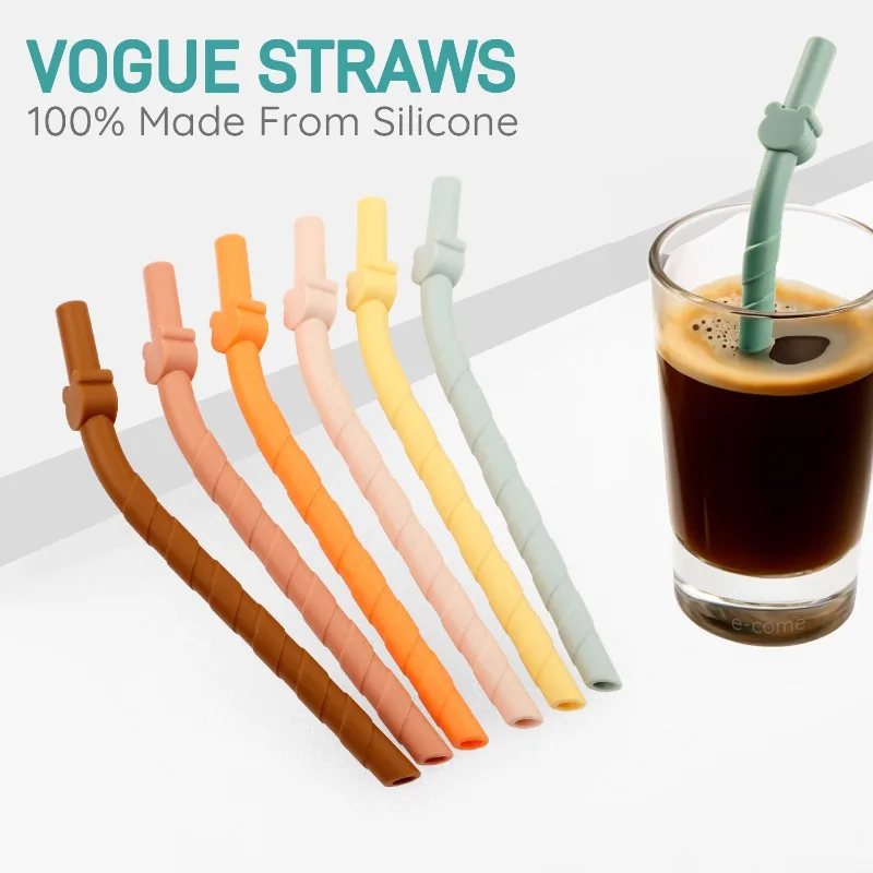 1pcs Silicone Straws Food Grade Reusable Straws Safe and Environmentally Friendly BPA Free Drinkware Kitchen Supplies