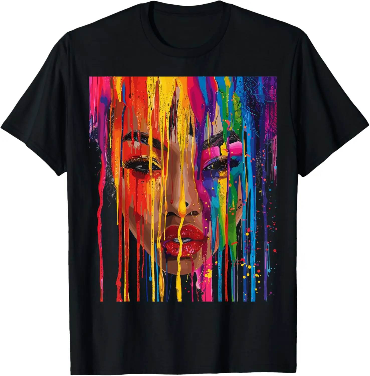 

Cool African Woman Afro Color Painted Face Juneteenth Vibes T-Shirt
