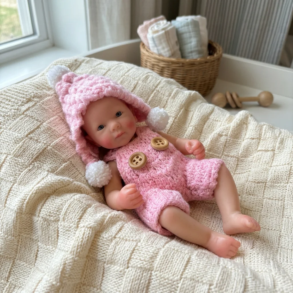 6 Inch Full Body Solid Silicone Bald Reborn Doll Mini Palm Size Hand Painted Skin Visible Veins Waterproof Lifelike Ornament