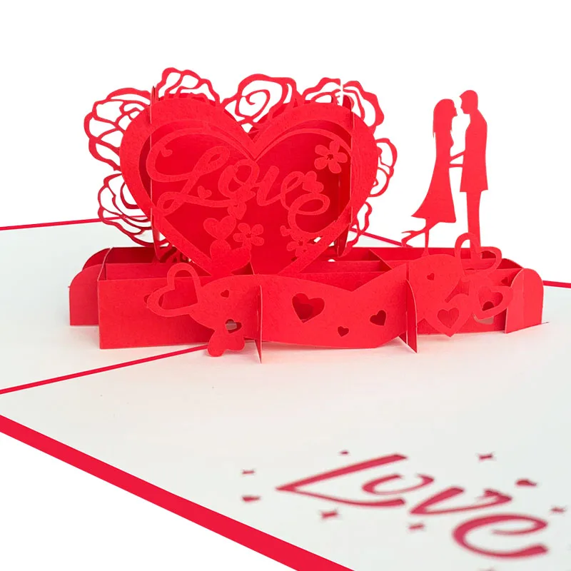 Low Price and Top Selling Product Wholesale Supplier 3D Greeting Pop up Cards Best Choice Gift for Valentine' Day