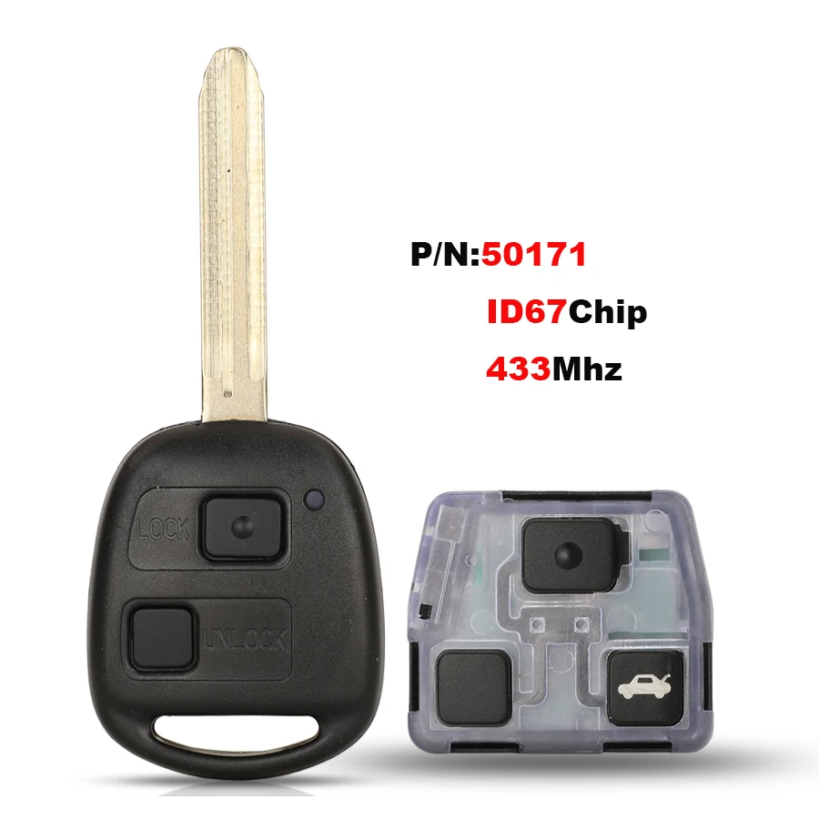 jingyuqin Modified Flip 2 Buttons Remote Key Fob 433MHz 4D67 Chip For Toyota Prado 120 RAV4 Kluger FCC ID: 50171