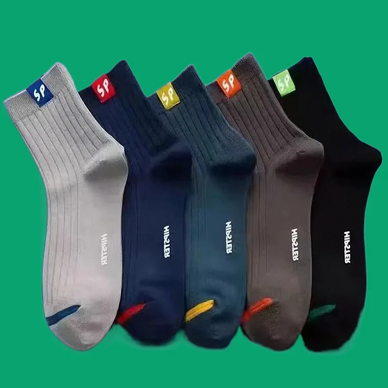 

5/10 Pairs 2024 New Men's Mid Length Casual Socks Letter Versatile Men's Socks Anti Odor Sweat-absorbing Sports Cotton Socks