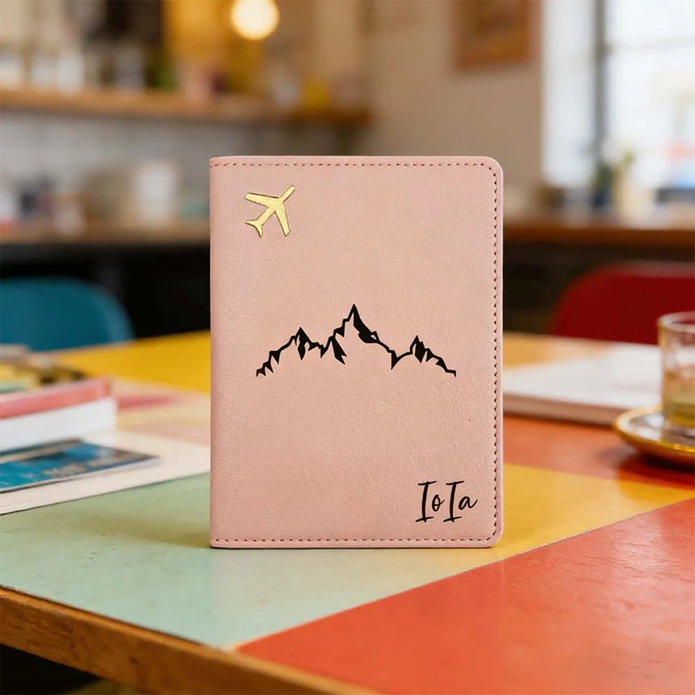 

1pc Personalized Name Passport Cover Retirement Gift Leather Passport Cover with Airplane Water Resistant