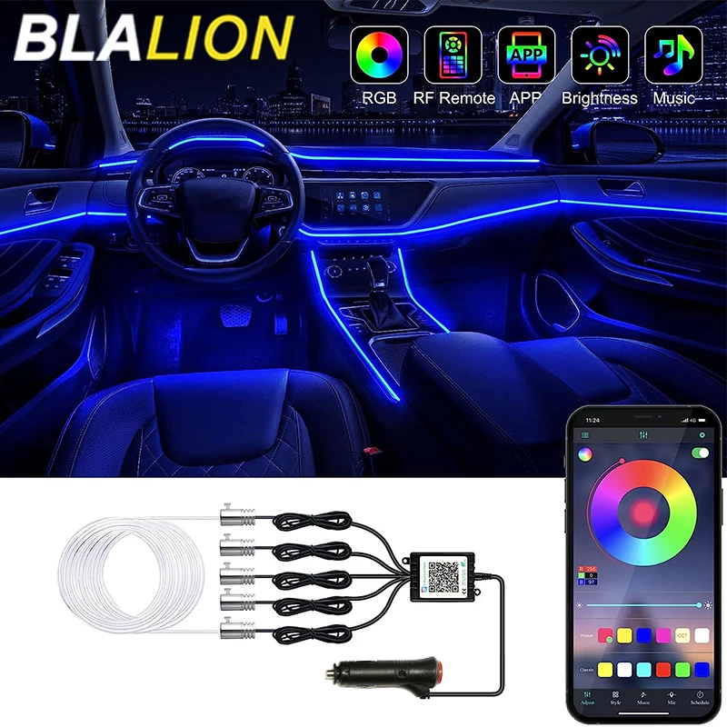 Car Ambient Light Fiber Optic 6M - BLALION lampu hias Interior mobil, lampu