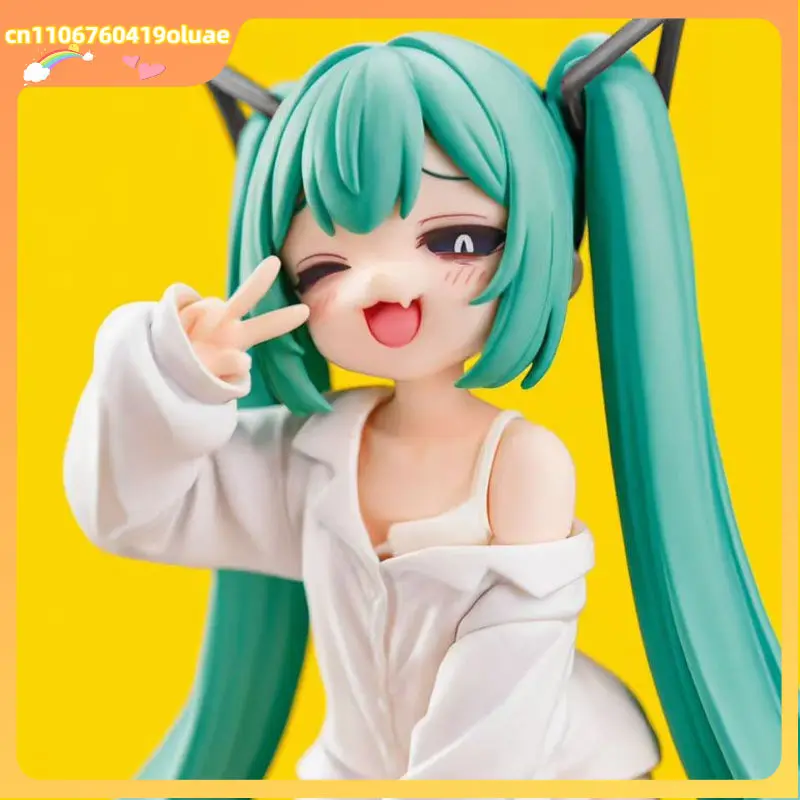 Hatsune Miku Anime Figure Gk Model Beautiful Girl White Pajama Collectible Statue Desktop Ornament For Adult Anime Collection
