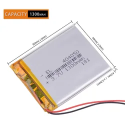 404050 3.7V 1300mAH Polymer lithium ion / Li-ion battery for  Car DVR recorder GPS mp3 playmer mp4 navigator