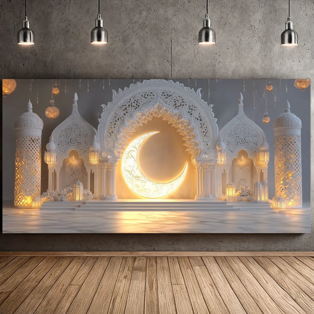 Eid Mubarak Decoration 2025 Ramadan Backdrop Banner Family Room Photo Background Party Decors Home Moon Star Background New In