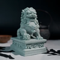 Blue Sandstone Lion Ornaments, Traditional Stone - Carved Auspicious Beasts, Multi - Size Tea Pet Desktop Decor 4