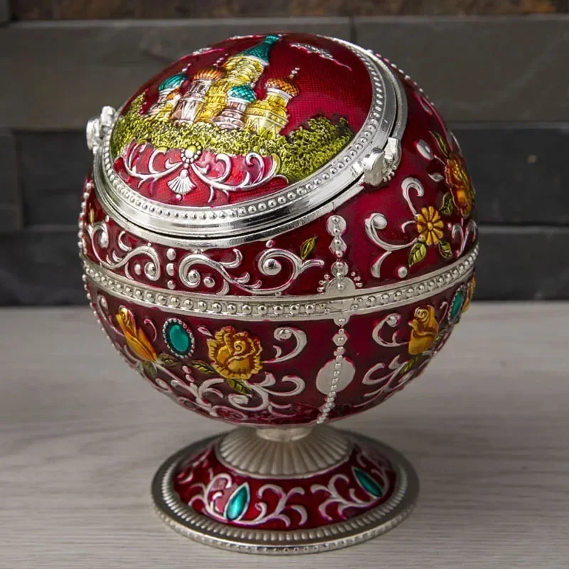 Light Luxury Metal Ashtray with Nordic Style Spherical Design and Lid Creative and Personalized Suitable for Office Cigar Ashtra