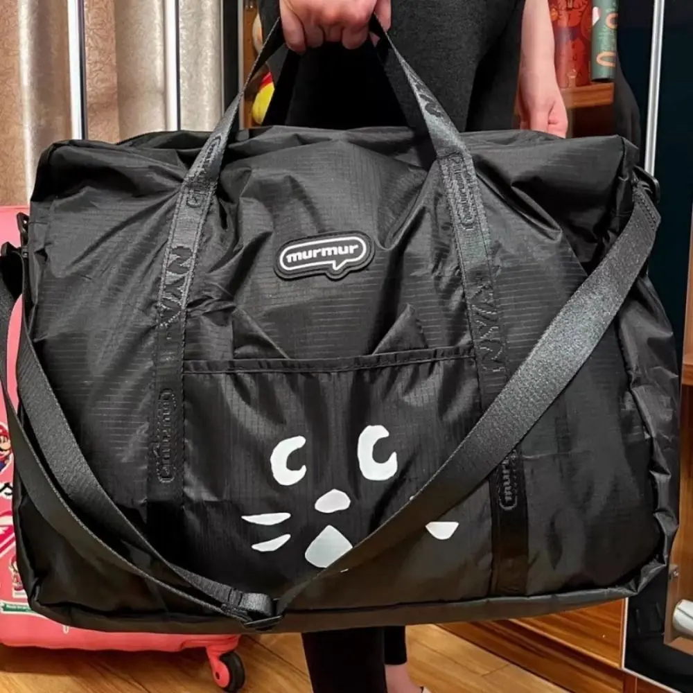 Shoulder Bag Cartoon Cat Nylon Cloth Bag Wet Dry Separation Nylon Travel Duffel Bag Crossbody Portable Travel Luggage Bag