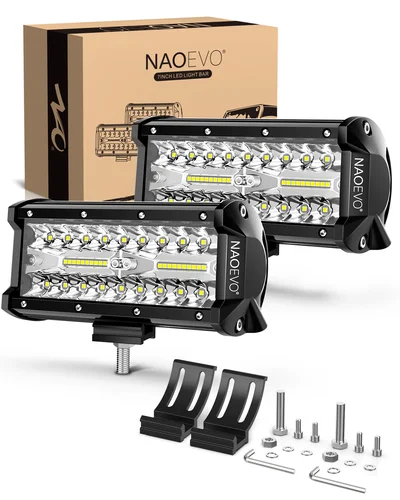 Imagen 1 del producto NAOEVO Barra de luz LED de 7 pulgadas 240W 24000LM 4x4 punto todoterreno Combo antiniebla LED luces de trabajo impermeables para camión barco UTV ATV Jeep
