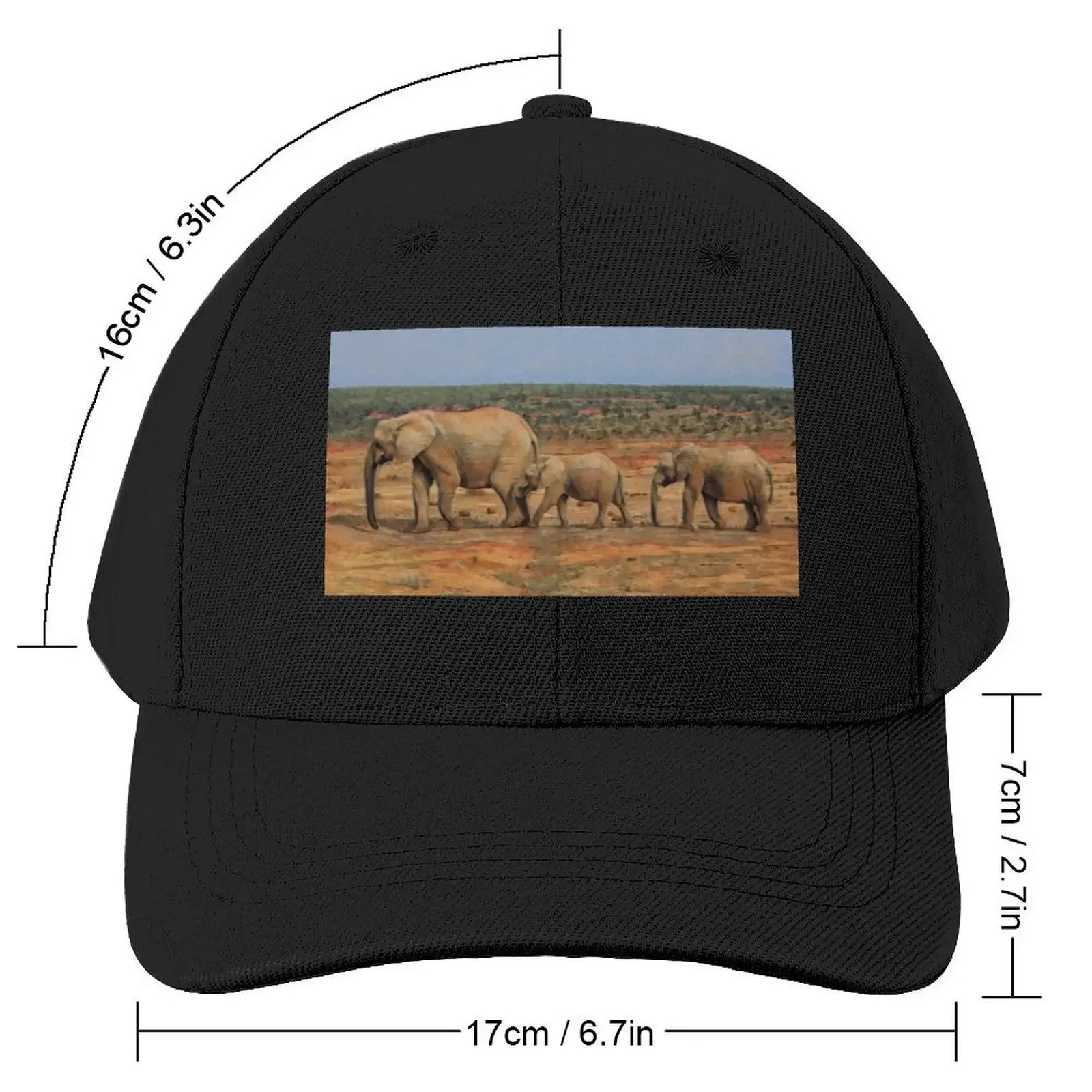 African elephant family in a row in South Africa Baseball Cap Fishing cap Hat Man Luxury Sun Hat For Children Mens Women's